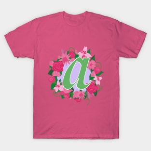 Monogram A, Personalized Floral Initial T-Shirt